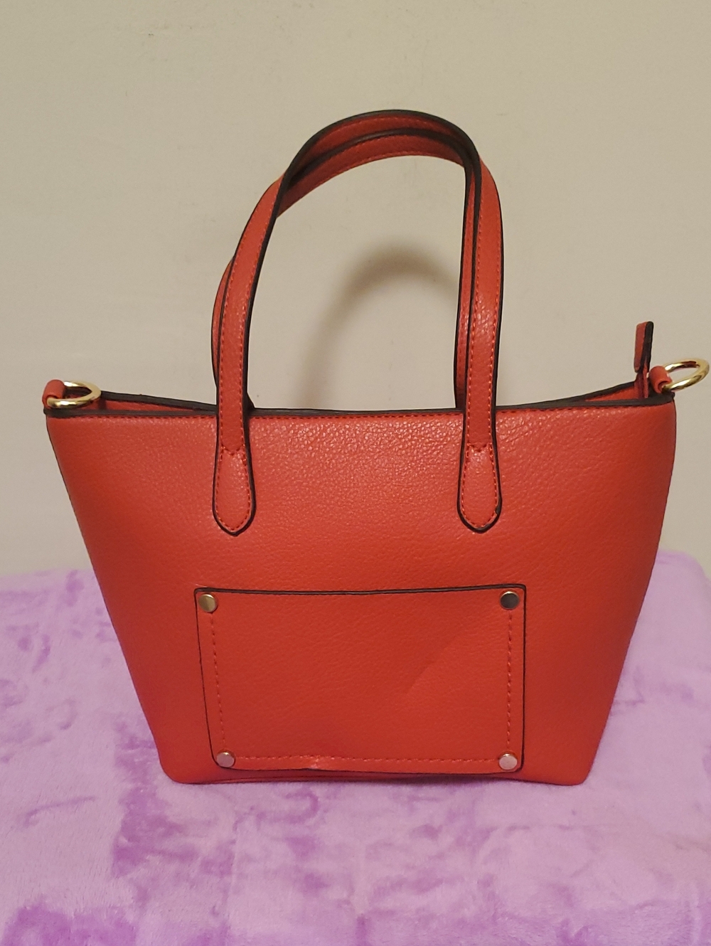 Pretty Angel Red Pebbled Tote with Top Handles